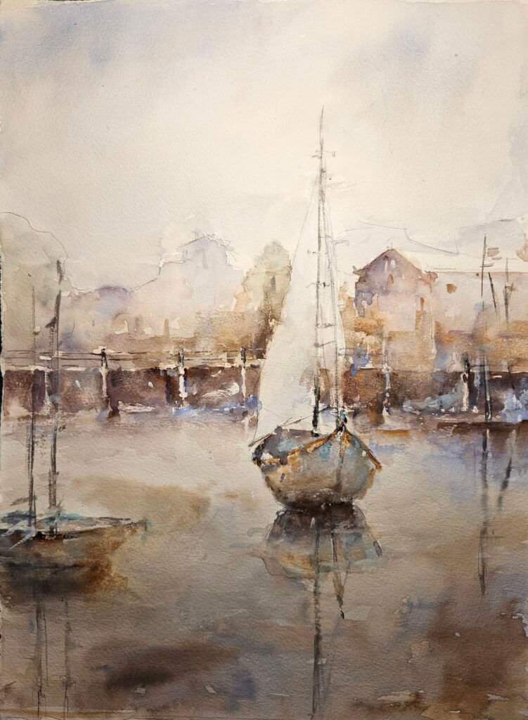 acquerello barche sospese simonetta tolot